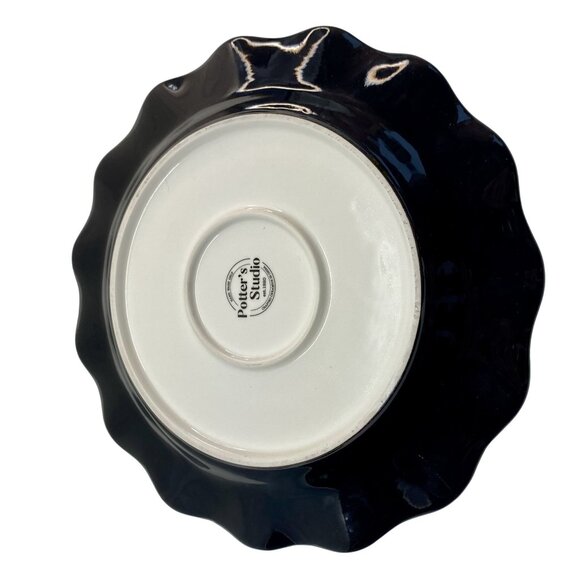 Potters Studio Ceramic Plate Black Floral & Victorian Skeleton Couple Halloween - Picture 2 of 4